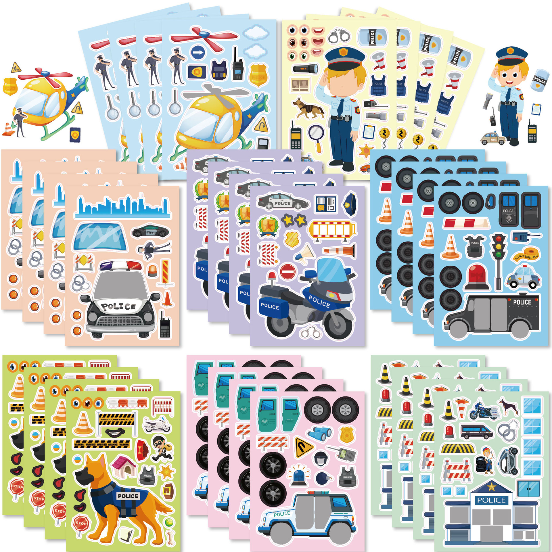 Baby Products Gift - 16Sheets Cartoon Vocation Police Theme DIY